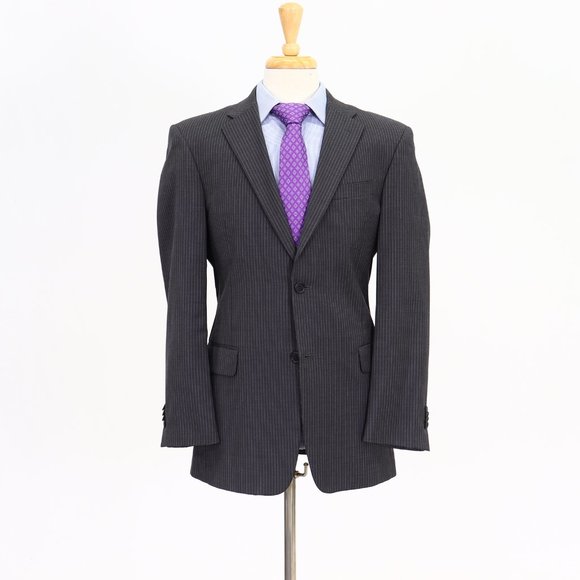 Tommy Hilfiger 38R Gray Striped 2-Button Sport Coat Blazer Jacket B929 - Picture 1 of 11